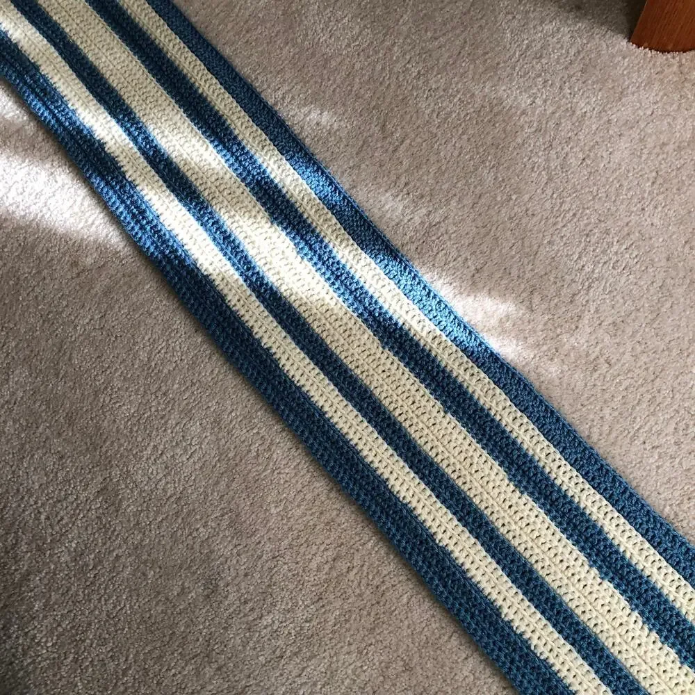 NWOT Handmade Crocheted Striped Fringe Scarf